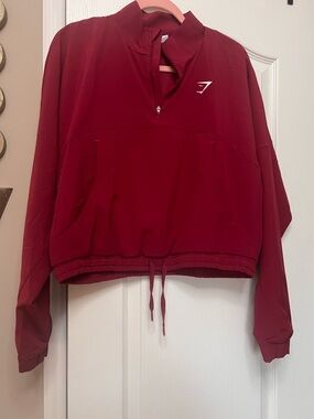 Gymshark Cropped Half-Zip Pullover - Raspberry Red
